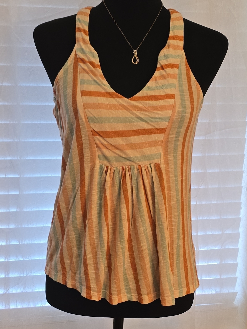 Dear John Striped Tank Top - Orange, Cream & Light Blue